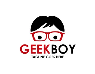 geek boy logo icon template - obrazy, fototapety, plakaty