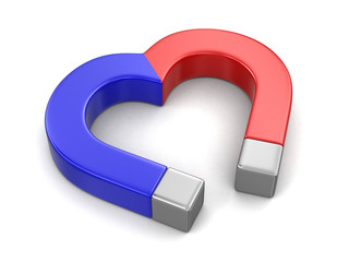 Magnet  heart (clipping path included) - obrazy, fototapety, plakaty