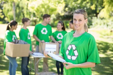 Happy environmental activists in the park