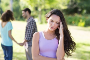 Obraz premium Woman upset at her crush with other girl