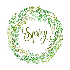 Hand drawn spring wreath. Vector illustration