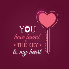 Happy Valentines Day card with key