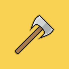Flat Stroke Axe Icon - Vector Illustration