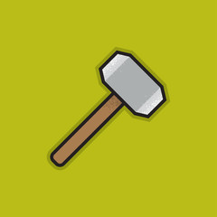 Flat Stroke Hammer Icon - Vector Illustration