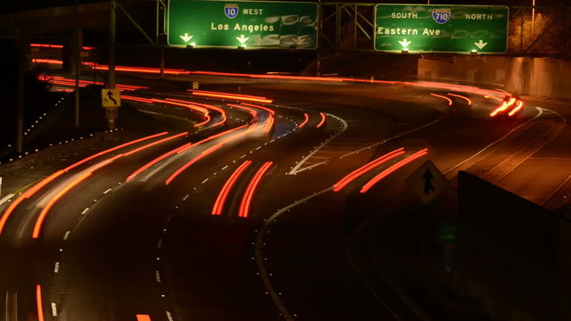 Time Lapse of Busy Freeway at Night