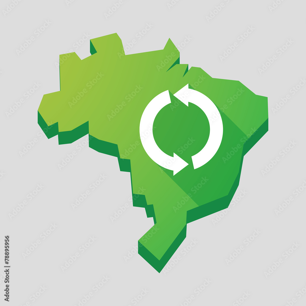 Poster Green Brazil map with a recycle sign