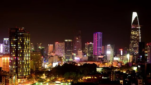 Time Lapse of Ho Chi Minh City at Night (Saigon) 