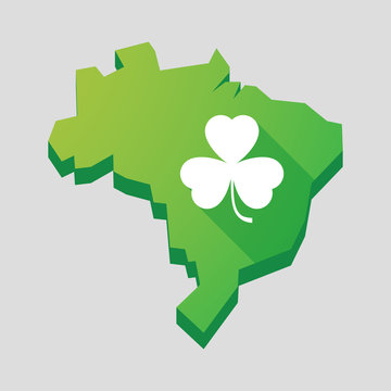 Green Brazil map with a clover