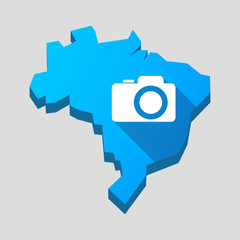 Blue Brazil map with a photo camera