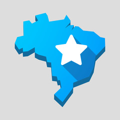 Blue Brazil map with a star