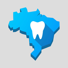 Blue Brazil map with a tooth