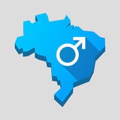 Blue Brazil map with a male sign