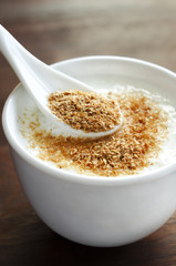 Fresh yogurt with wheat bran
