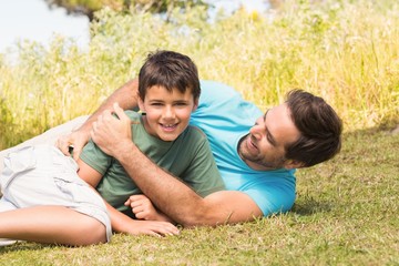 Father and son in the countryside