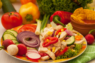 Chicken and vegetables salad