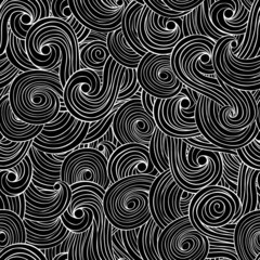 Seamles background, waves clouds pattern. Black and white
