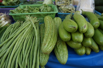 street market morning thai vegetable raw food concept
