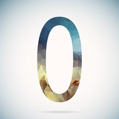 Number zero  in modern polygonal crystal style