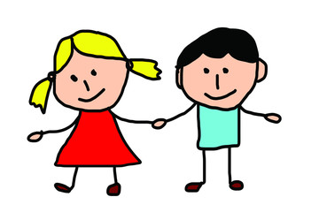 Kids drawing -  friends