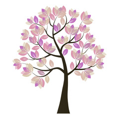 Fototapeta na wymiar Pink tree on white background