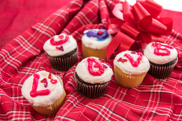 Valentines Day - cupcakes spelling LOVE