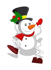 Funny Cartoon Snowman Santa Dancing