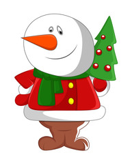 Cute Snowman with Christmas Tree Design