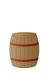 Holzbierfass mit roten Metallringen