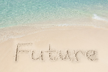 Future Written On Sand By Sea