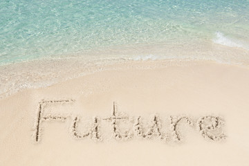 Future Written On Sand By Sea