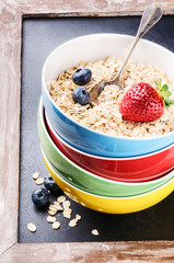 Healthy breakfast with cereal and fruits