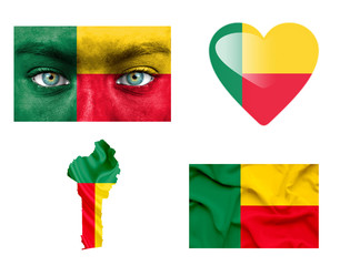 Set of various Benin flags