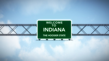 Indiana USA State Welcome to Highway Road Sign - obrazy, fototapety, plakaty