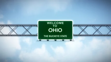 Fotobehang Ohio USA State Welcome to Highway Road Sign © boscorelli
