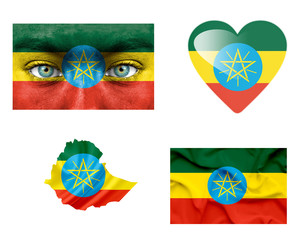 Set of various Ethiopia flags