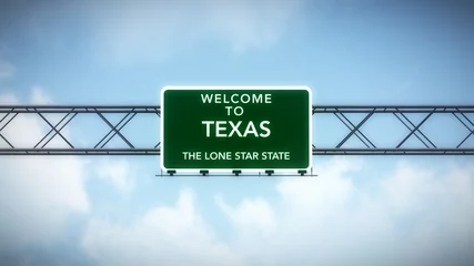 Fototapeten Texas USA State Willkommen beim Highway Road Sign © boscorelli