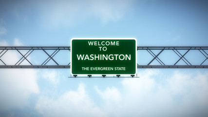 Washington USA State Welcome to Highway Road Sign