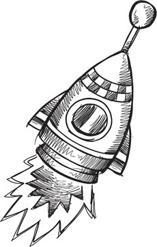 Doodle Sketch Rocket Vector Illustration Art