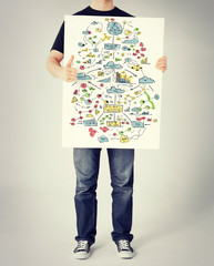 Fototapeta premium man showing big plan on white board and thumbs up