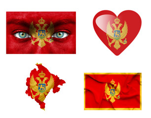 Set of various Montenegro flags
