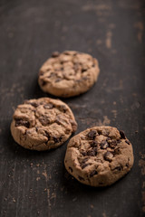 chocolate cookies on old table