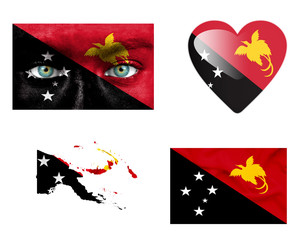 Set of various Papua New Guinea flags