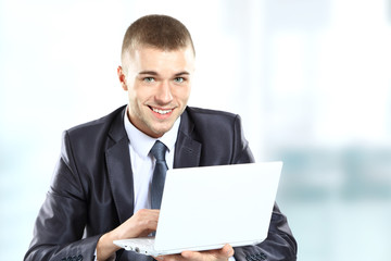 Businessman using laptop