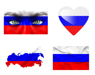 Set of various Russia flags