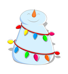 Happy Snowman with Colorful Lights