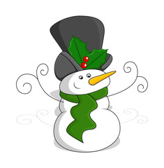 Funny Happy Cute Snowman Character