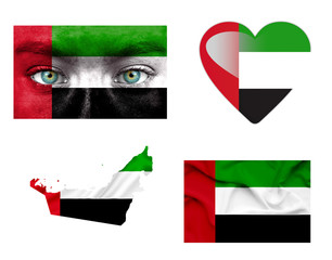 Set of various United Arab Emirates flags