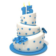 Birthday cake with number fifteen