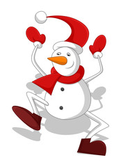 Funny Snowman Character Dancing