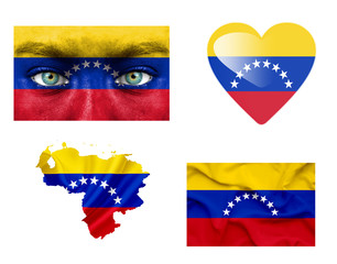 Set of various Venezuela flags